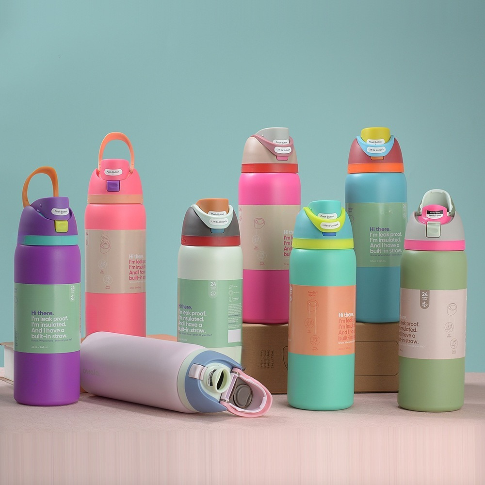 Large Capacity Stainless Steel Insulated Cup Outdoor Sports Water Bottle Bounce Portable Handheld Water Cup