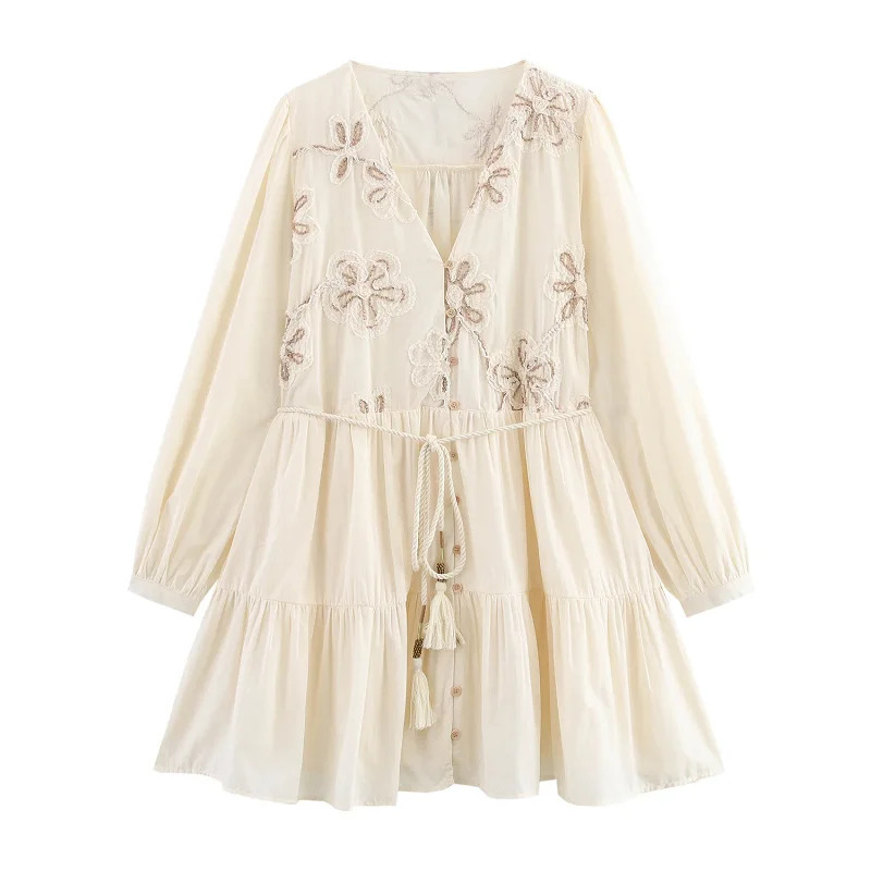 HXAO Womens Elegant Party Dresses Spring Long Sleeve Short Dresses Fashion Casual Y2k Floral Mini Dresses Vestidos 251018 - view 3