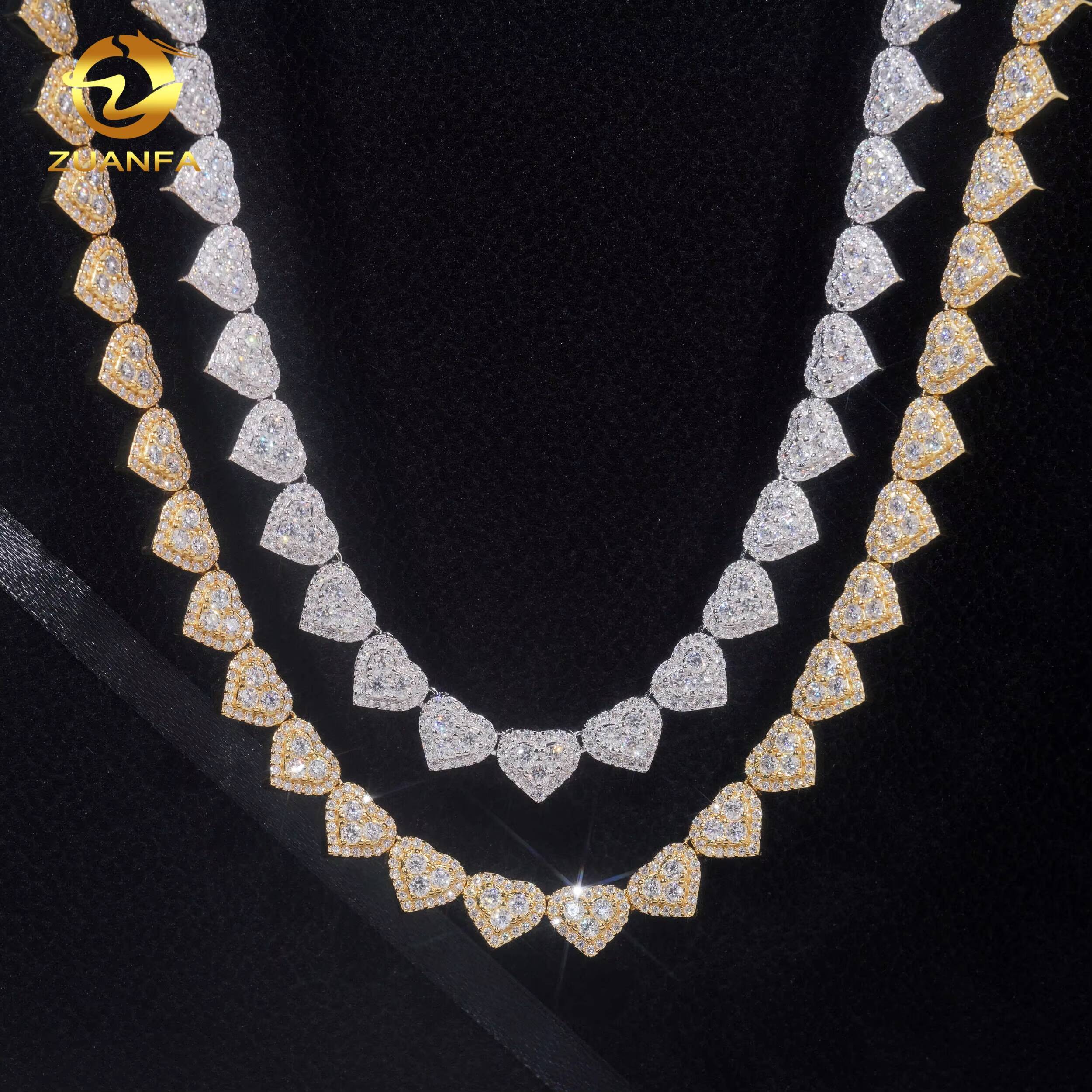 GRA Certificate 8mm Heart Shape Hip Hop Jewelry Iced Out Bracelet Diamond Cuban Link Chain Moissanite Necklace Bracelet Men