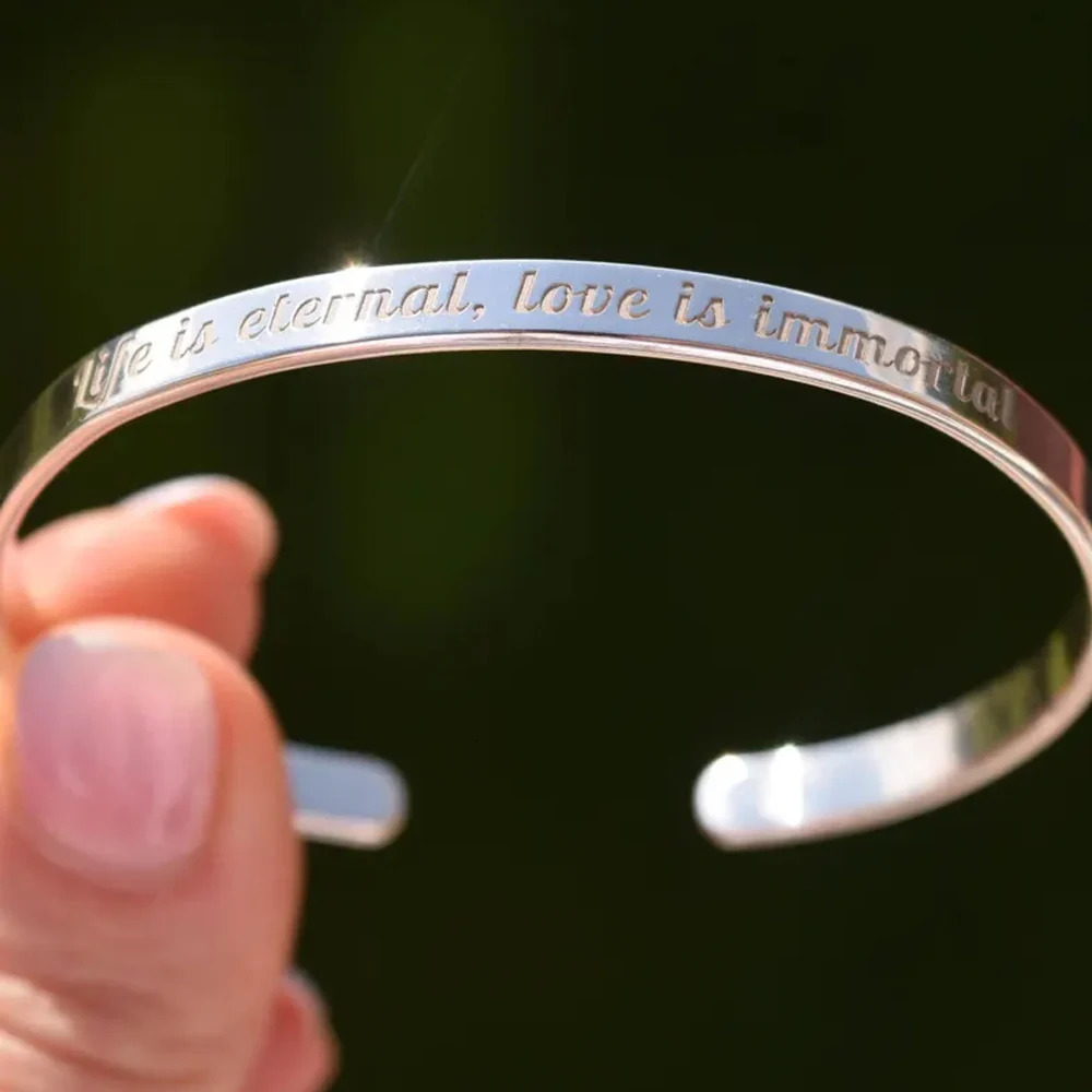 COOLTIME Personalized Custom Engraved Cuff Bracelet Stainless Steel Open Name Women Men Gift for Her 251008