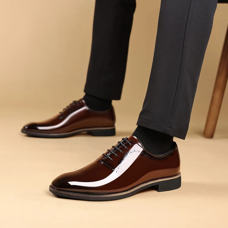 Men Oxford Shoes High Quality Patent Leather Men Shoes Comfortable Dress Wedding Party Shoes Classic Business Formal Shoe 251017