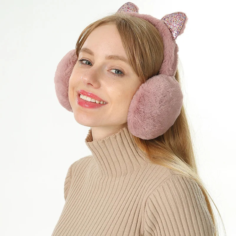 Winter Warm Plush Earmuffs for Women Girls ren Riding Ski Ear Protection Cartoon Cute Cats Ears Fur Soft Cashmere Earflaps 251014
