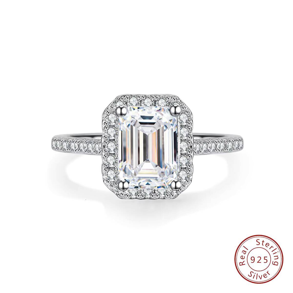 GRA Certificate Emeraude Cut 1 2ct Diamond Moissanite Rings 925 Sterling Silver for Women Wedding Engagement Jewelry Gifts