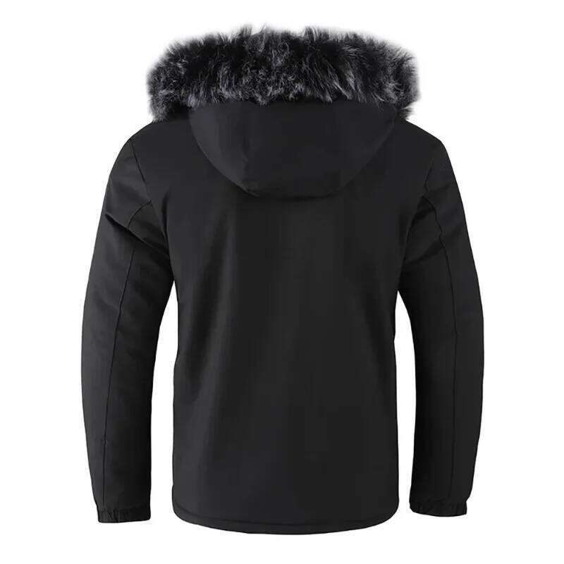 Men's Fall Winter Casual Trend With The Hooded Jacket Windproof Warm Padded Cold Pure Color Simple Cotton Clothing