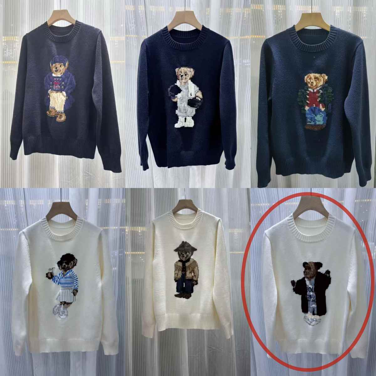 Fashion RL Designer brand, hot-selling knitted long-sleeved sweater with cartoon pattern and embroidered wool round neck.