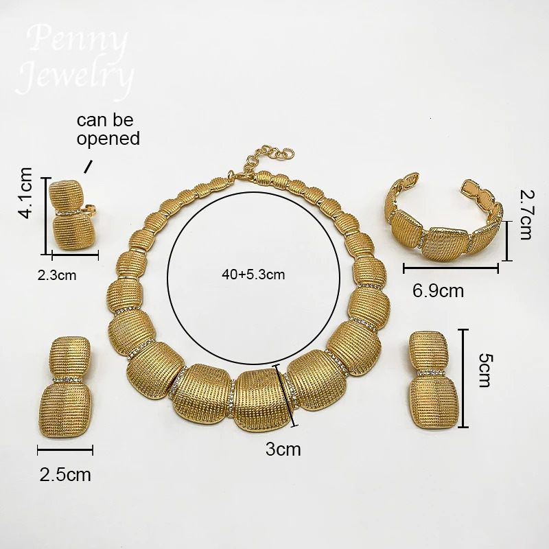 Round Italian Chunky Dubai Gold Plated Jewelry Set Choker Necklace Drop Earrings Bracelet Ring African Bridal Wedding Party Gift 251016