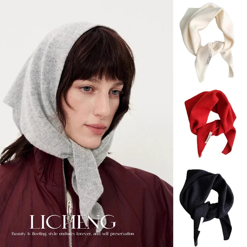 British Korean Triangle Scarf Niche Wool Triangular Scarf Women Headscarf Knitted Scarf Multifunctional Warm Knitted Scarf 251016