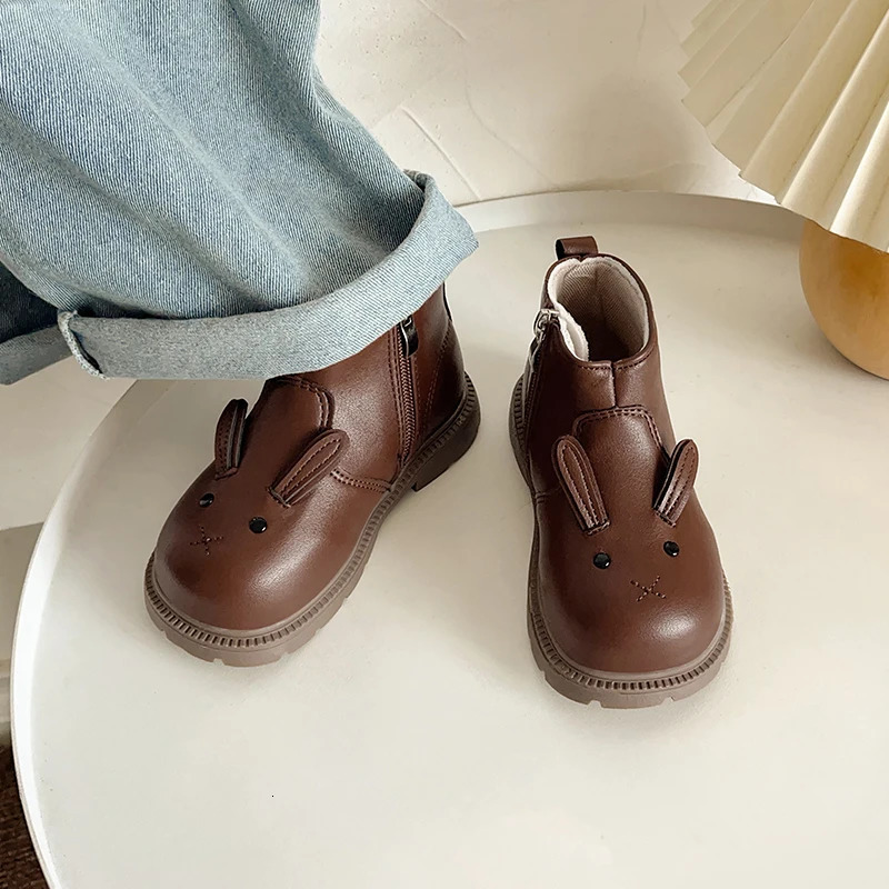 Cartoon Rabbit Baby Ankle Boots for Girls England Style Children Cute Bunny Winter Short Boots Low Heel Kids Girl Shoes G11073 251017