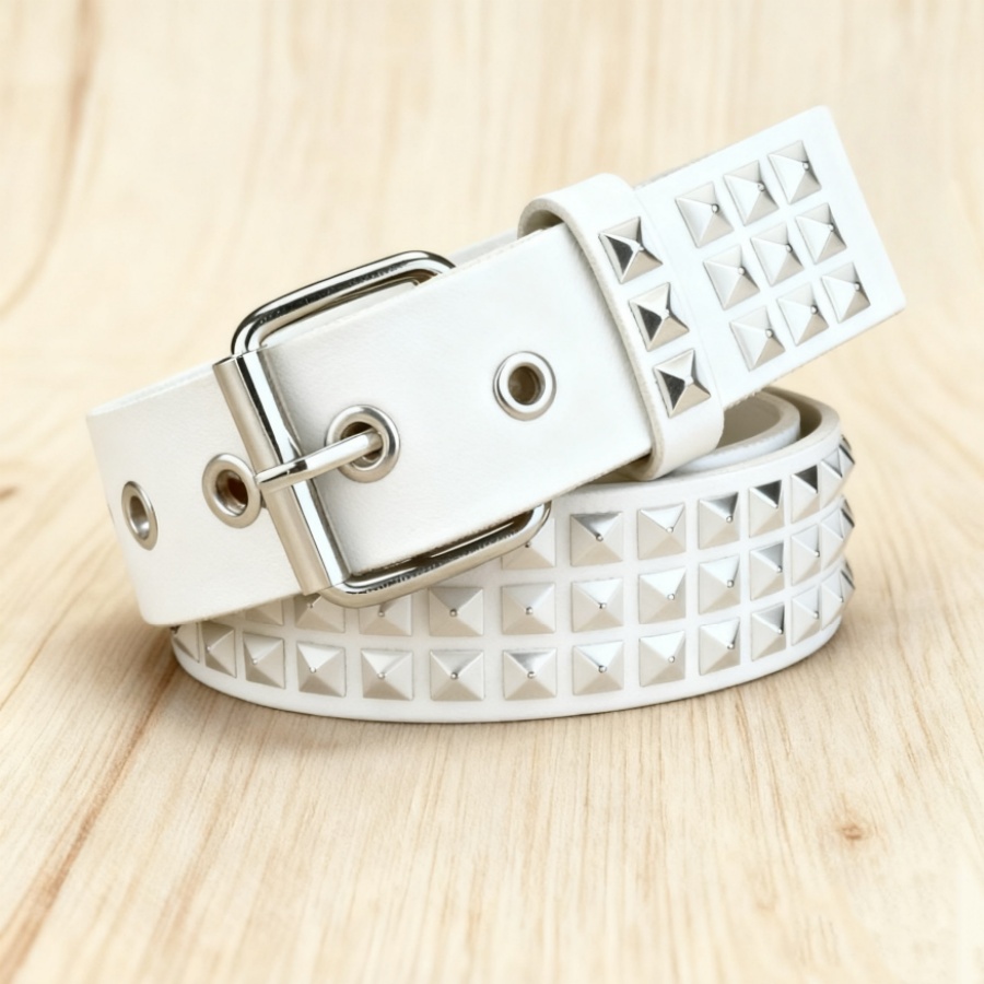 Leopard & Zebra Printed Punk Rock Studs Womans Belt - Stylish Metal Buckled Accessory