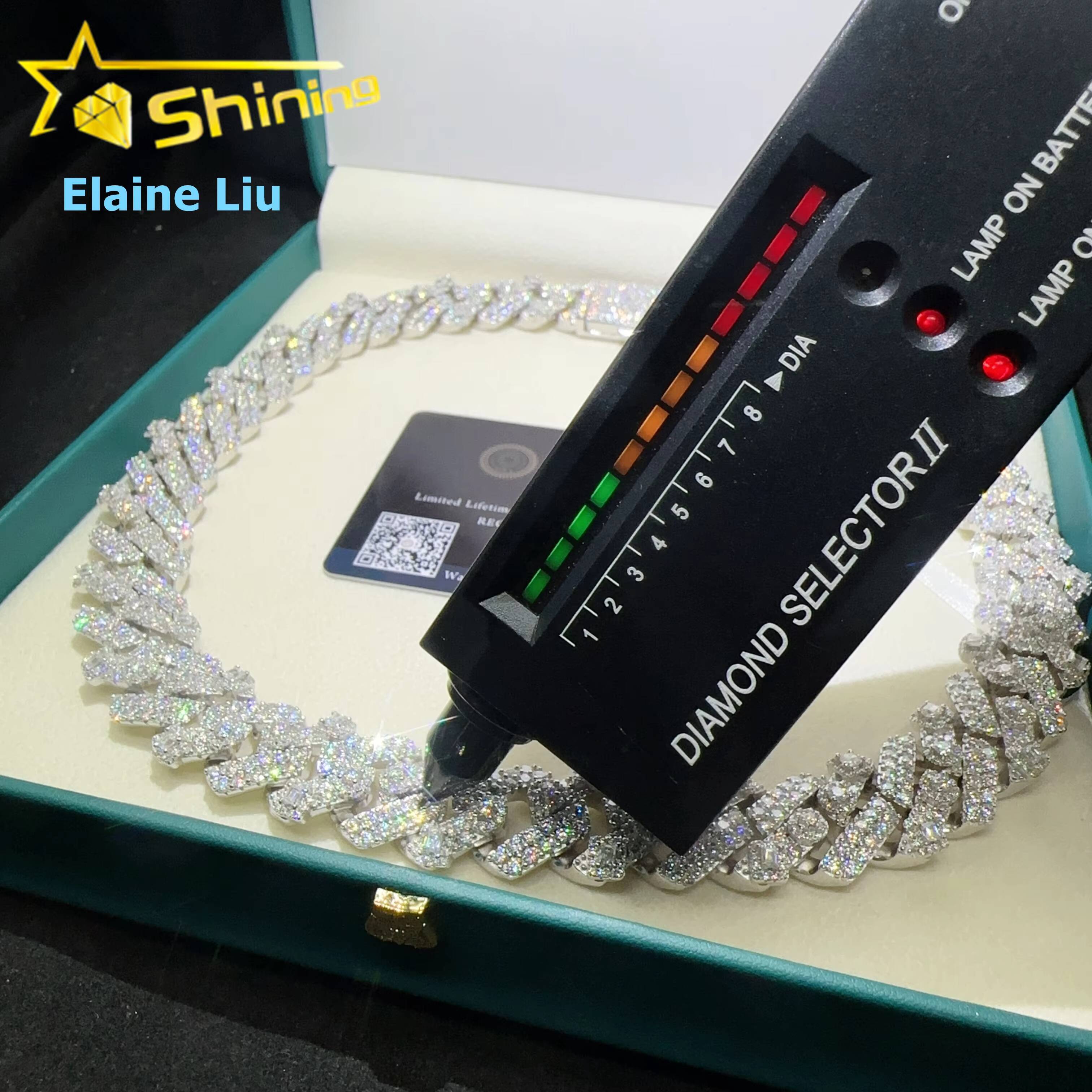 18MM Iced Out Custom VVS Moissanite Diamond 925 Sterling Silver Moissanite Hip Hop Jewelry Miami Cuban Link Chain Necklace