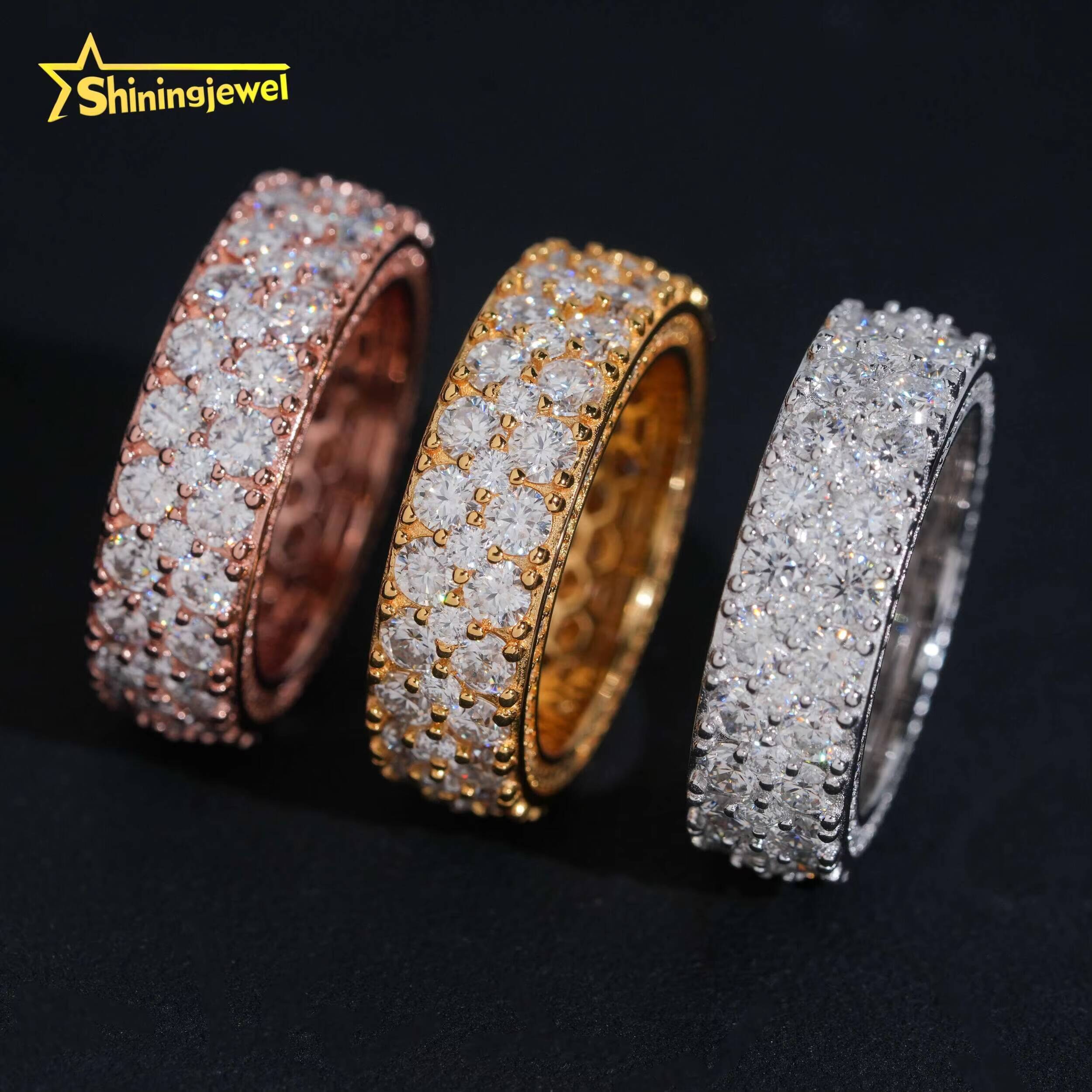 Pass Diamond Tester 925 Silver Iced Out Men Moissanite Diamond Ring Fashion Hip Hop Ring Gra Certified