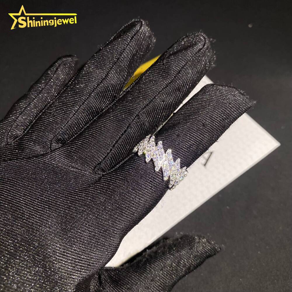 GRA Certificate Iced Out Hip Hop Men Jewelry Round Diamond Cuban Ring VVS Moissanite 925 Silver Ring for Men