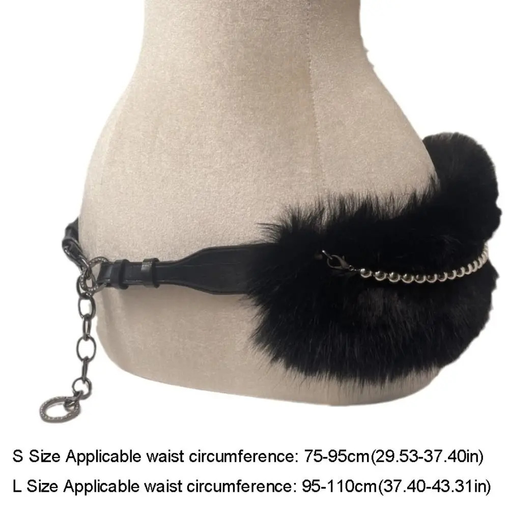 Vintage Trendy Faux Fur Belts Y2K Women Fashion Plush Waist Chain Punk Jeans Belt for Club Party 251016