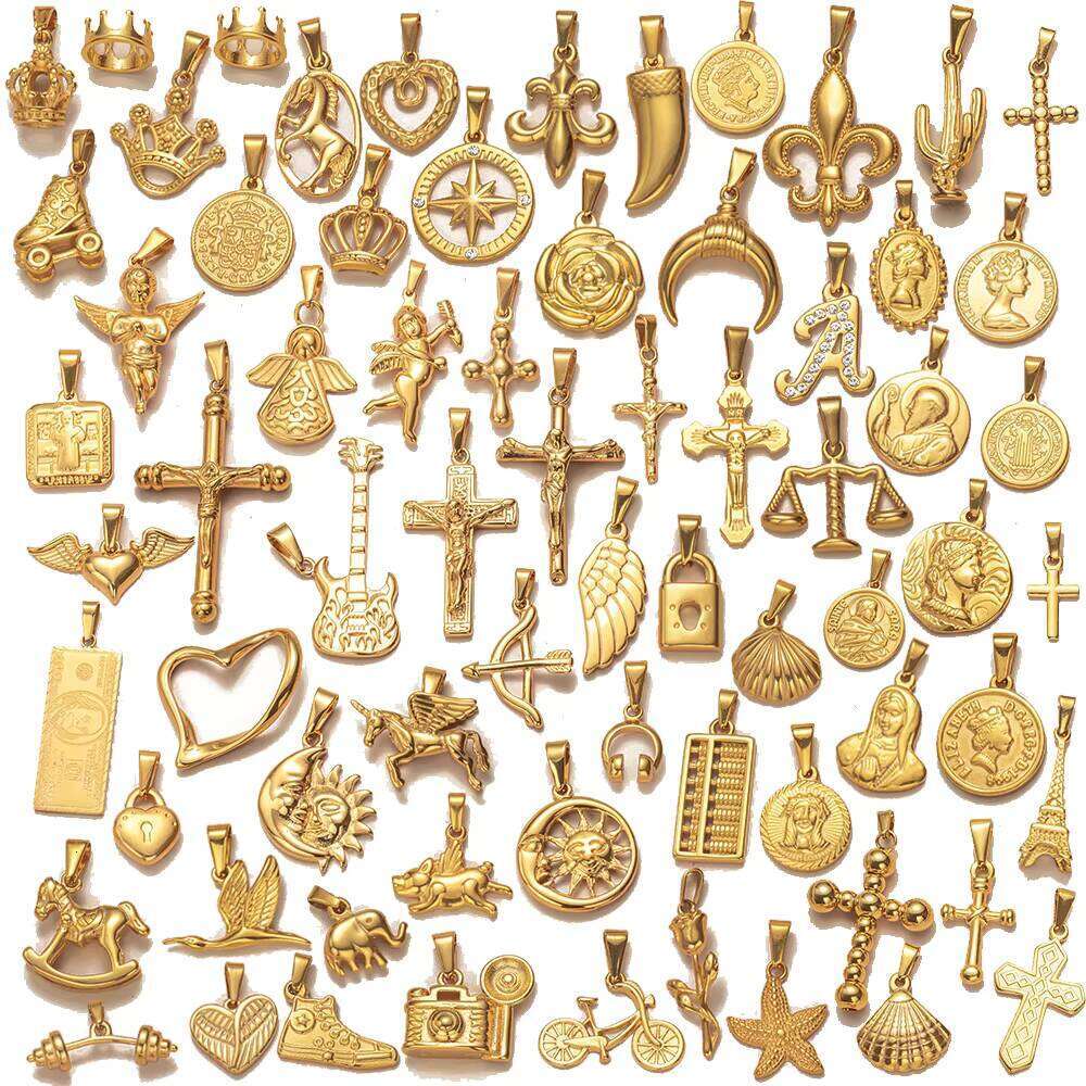 Waterproof Pendant Exquisite Gold-Plated Fashion sterling silver Rope Chain Compass Cross Necklace