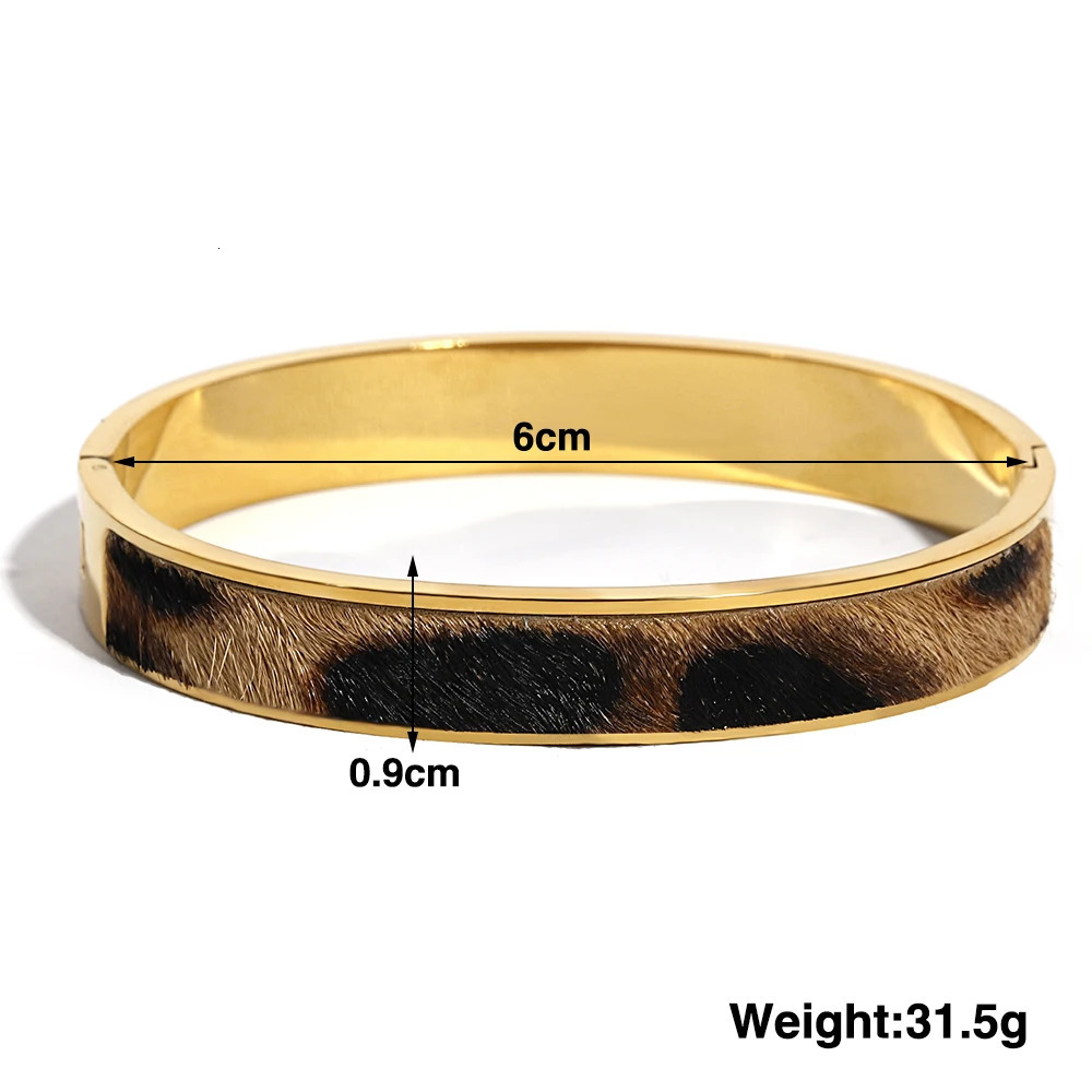 Flashbuy Gold Color Random Pattern Leopard Bangle Bracelet For Women Statement Stainless Steel Wrist Fashion Jewelry 251016