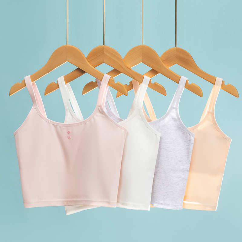 Girls' Underwear Developmental Stage Thin-Strap Teenage Bra Pure Cotton Tank Top Developmental Stage Elementary