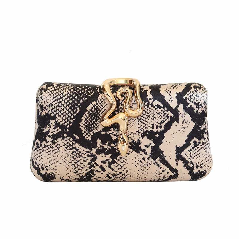 Luxury Brand Designer Bag New Snake Pattern Evening Bag Handmade Banquet Bag Iron Box Evening Bag Snake Shape Switch Clutch Bag
