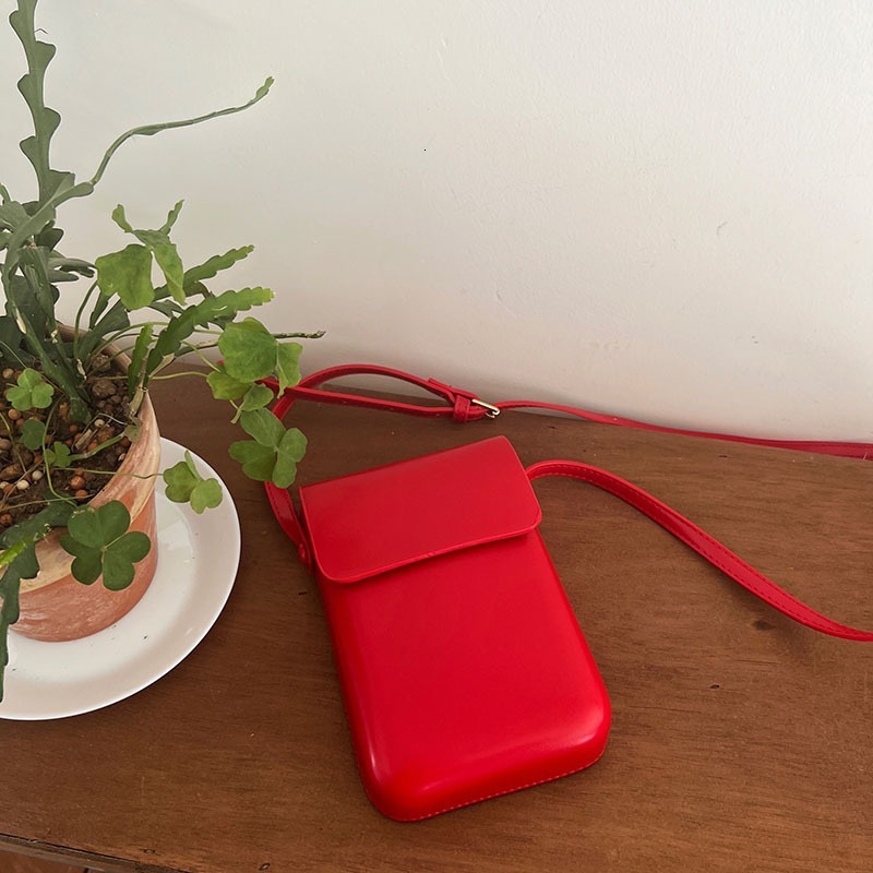 Luxury Brand Designer Bag 2025 Niche Versatile Vertical Korean And Japanese Style Coin Purse Phone Bag Simple Box Bag Unisex Textured Crossbody Small 