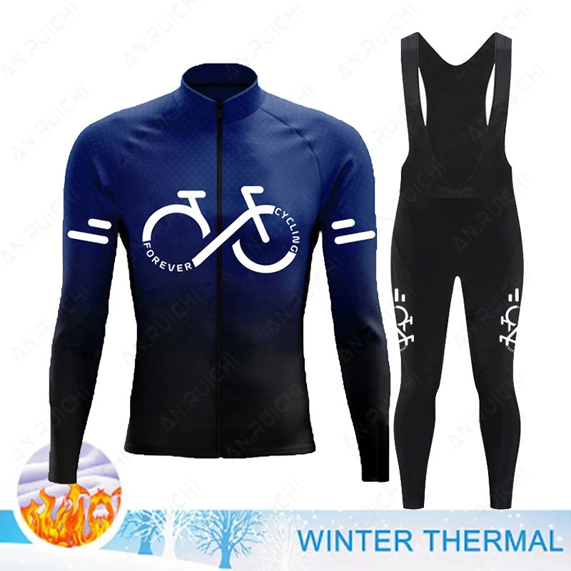 Winter Thermal Fleece Cycling Jersey Set Mens Mountian Bicycle Clothes Wear Ropa Ciclismo Racing Team Bike Cycling Clothing 251015