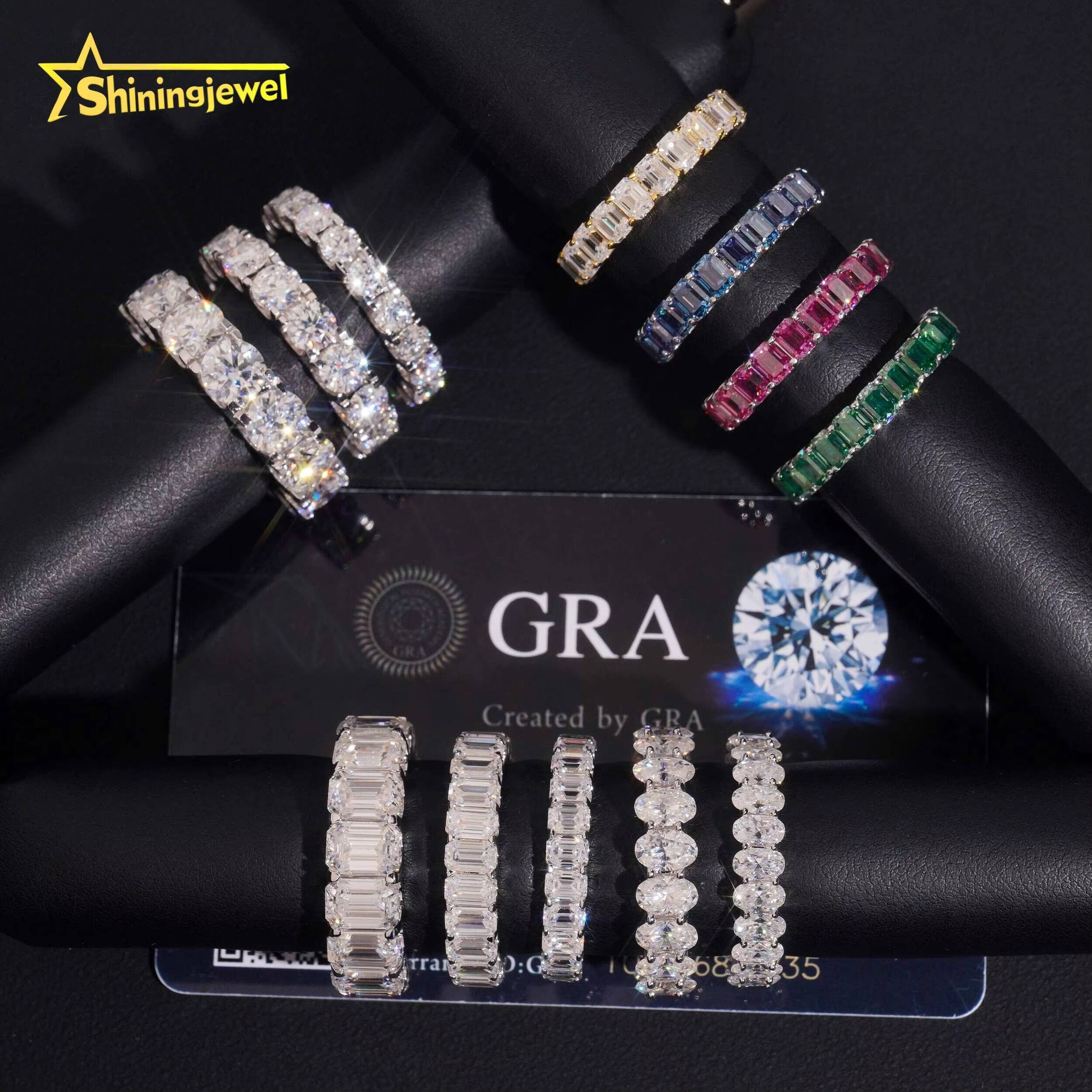 Fine Jewelry 925 Silver VVS D Color Fancy Cut Moissanite Engagement Ring Band Custom Iced Out Diamond Rings for Women