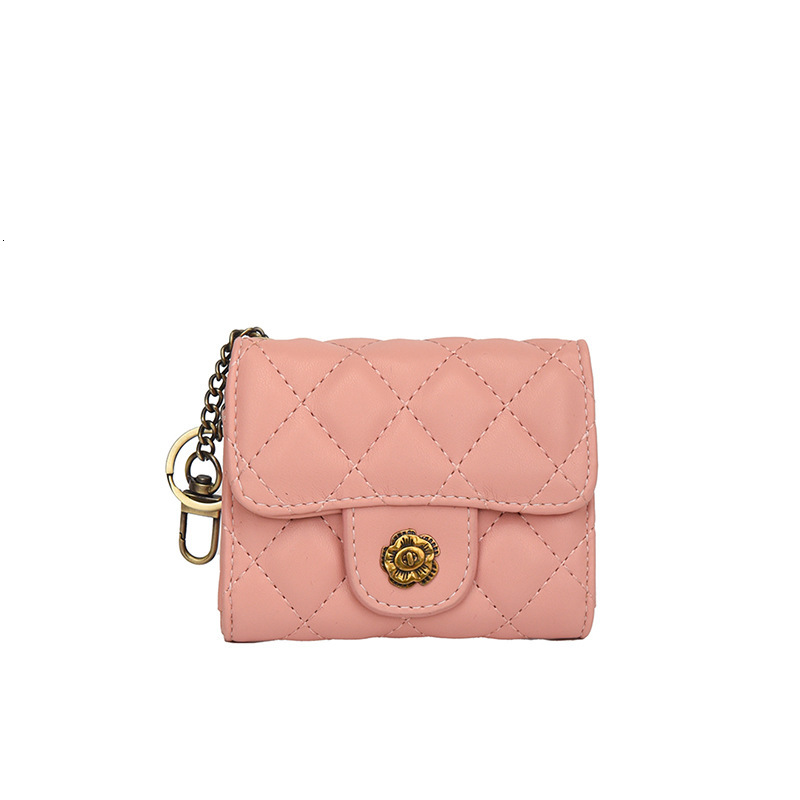 Luxury Brand Designer Bag Xiaoxiangfeng 2025 New Camellia Diamond Wallet Women's Short Coin Purse Fashion Simple Key Bag