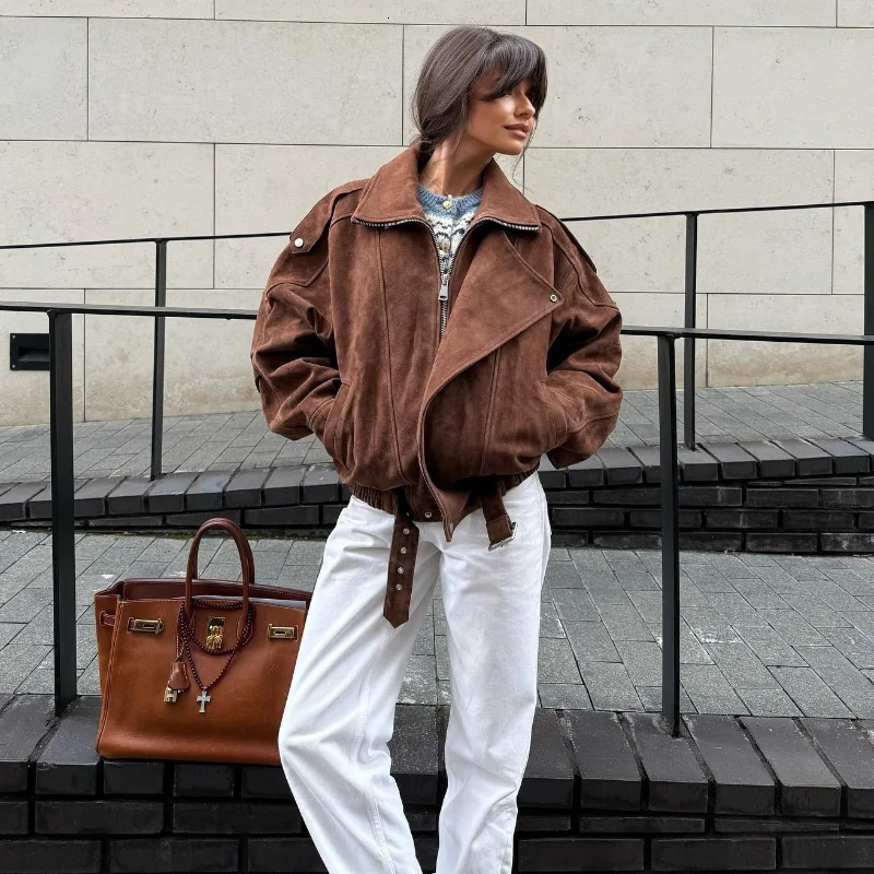 Retro Jacket Fashionable Spring Autumn Casual Loose Pocket Long Sleeved Trendy Cool Versatile Highquality Womens Short Jacket 251010