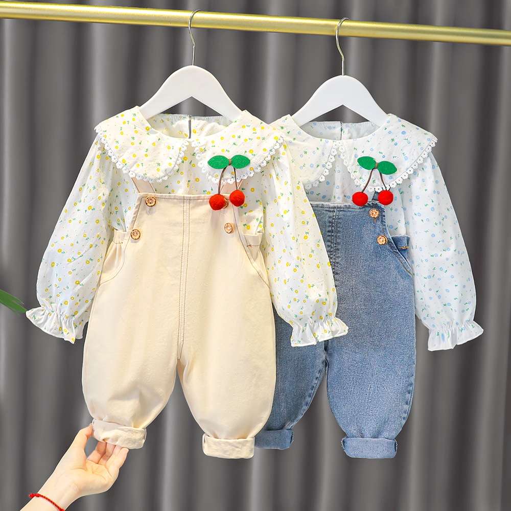 Baby Girl Spring and Autumn Long Sleeve Set 2025 New Autumn Children's Strap Two Piece Set for Girls Korean Edition Autumn Set Free Shipping Desi
