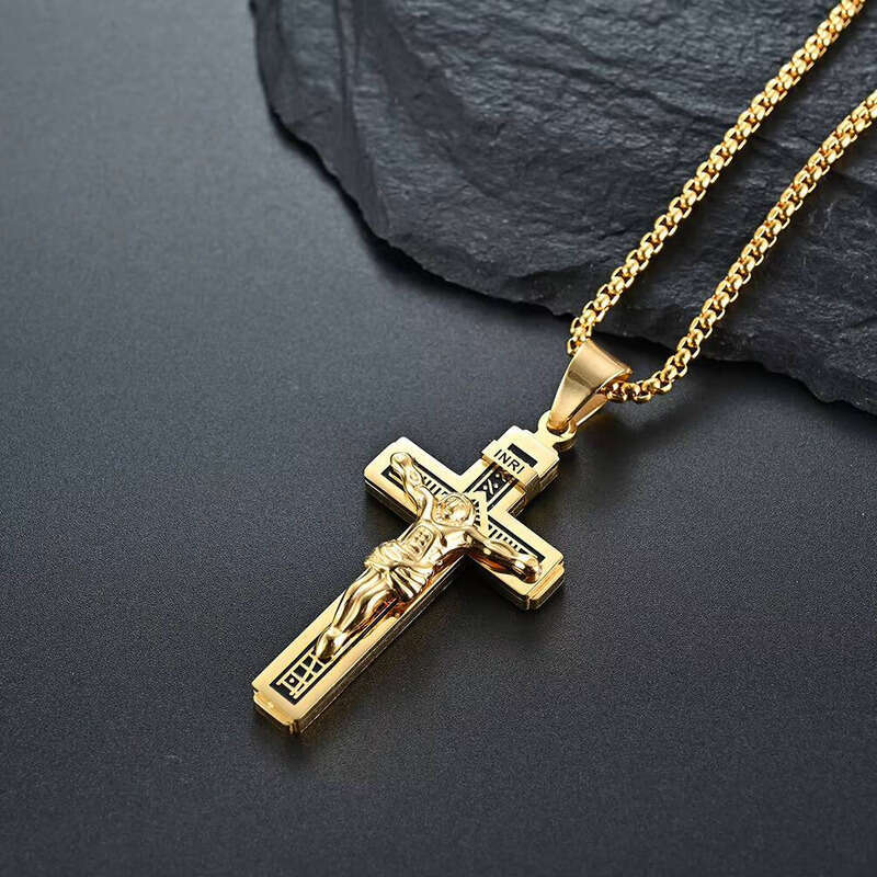 2025 sterling silver Cross Pendant Christian Men's Necklace