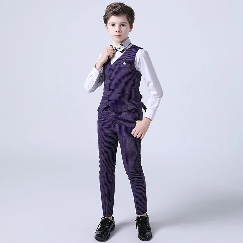 Boys Summer Wedding Suit Kids 1Year Birthday Vest Pants 2PCS Formal Suit Child Party Ceremony Costume Teenager Pography Suit 251017