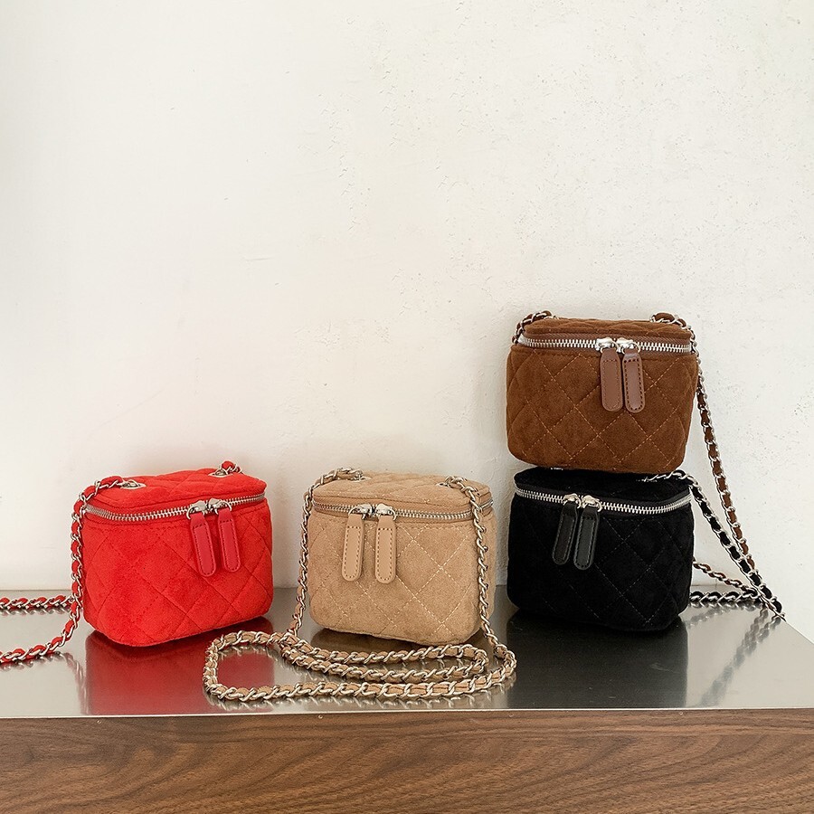 Luxury Brand Designer Bag Autumn Winter New Mini Shoulder Box Bag Fashion Lipstick Chain Bag Women's Crossbody Small Style Quilted Suede Bag
