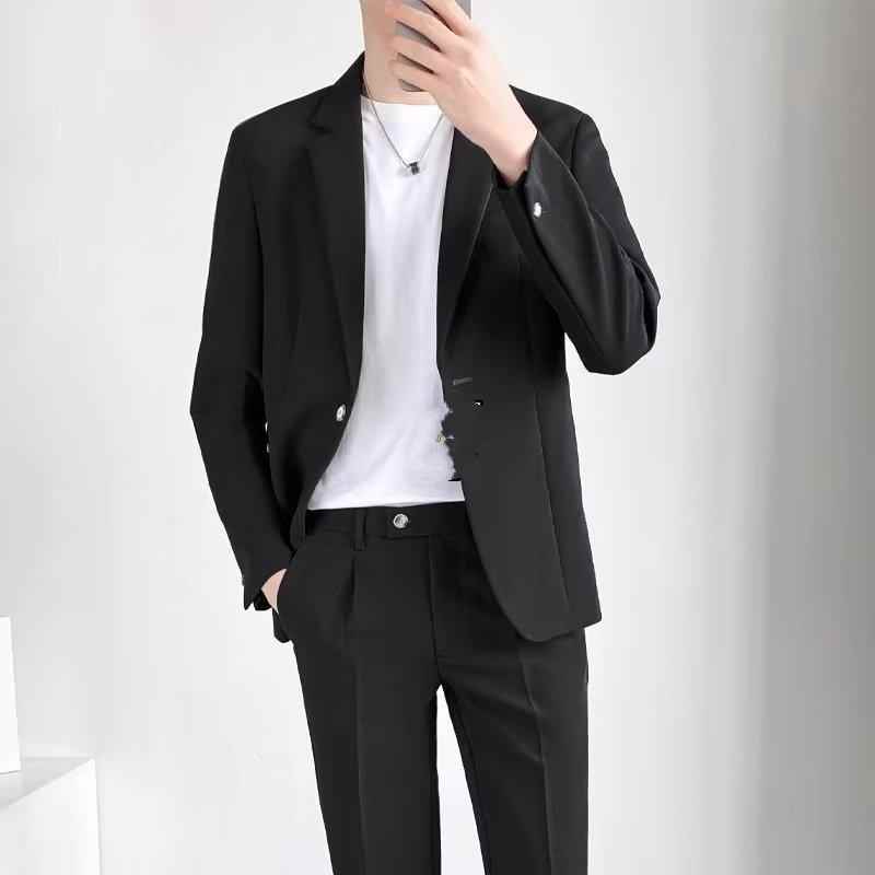k1702 Men's Formal Business Casual Suit - Elegant Wedding Wear with Double Breasting Detail