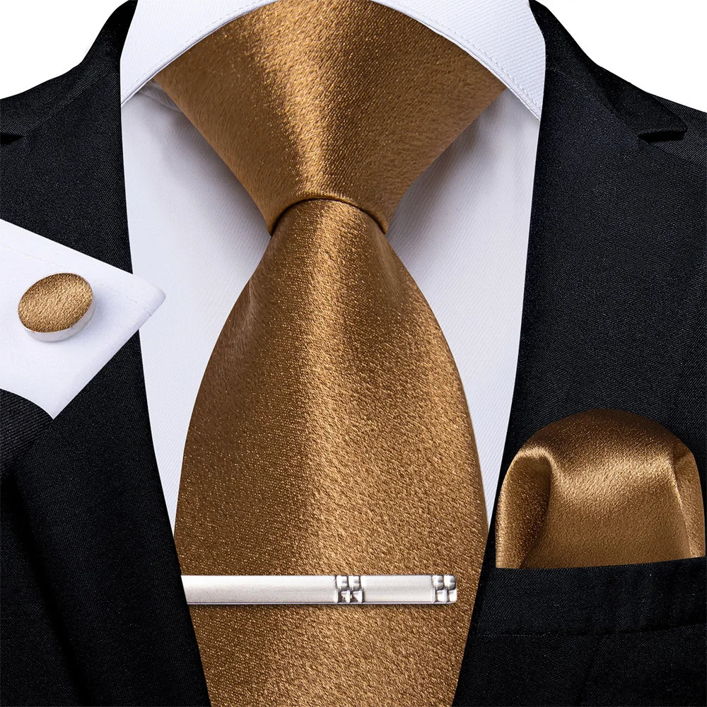 4Pcs Solid Green Brown Black Blue Red Satin 8cm Men Tie Set Handkerchief Cufflinks Wedding Party Accessories Gift for Husband 251014