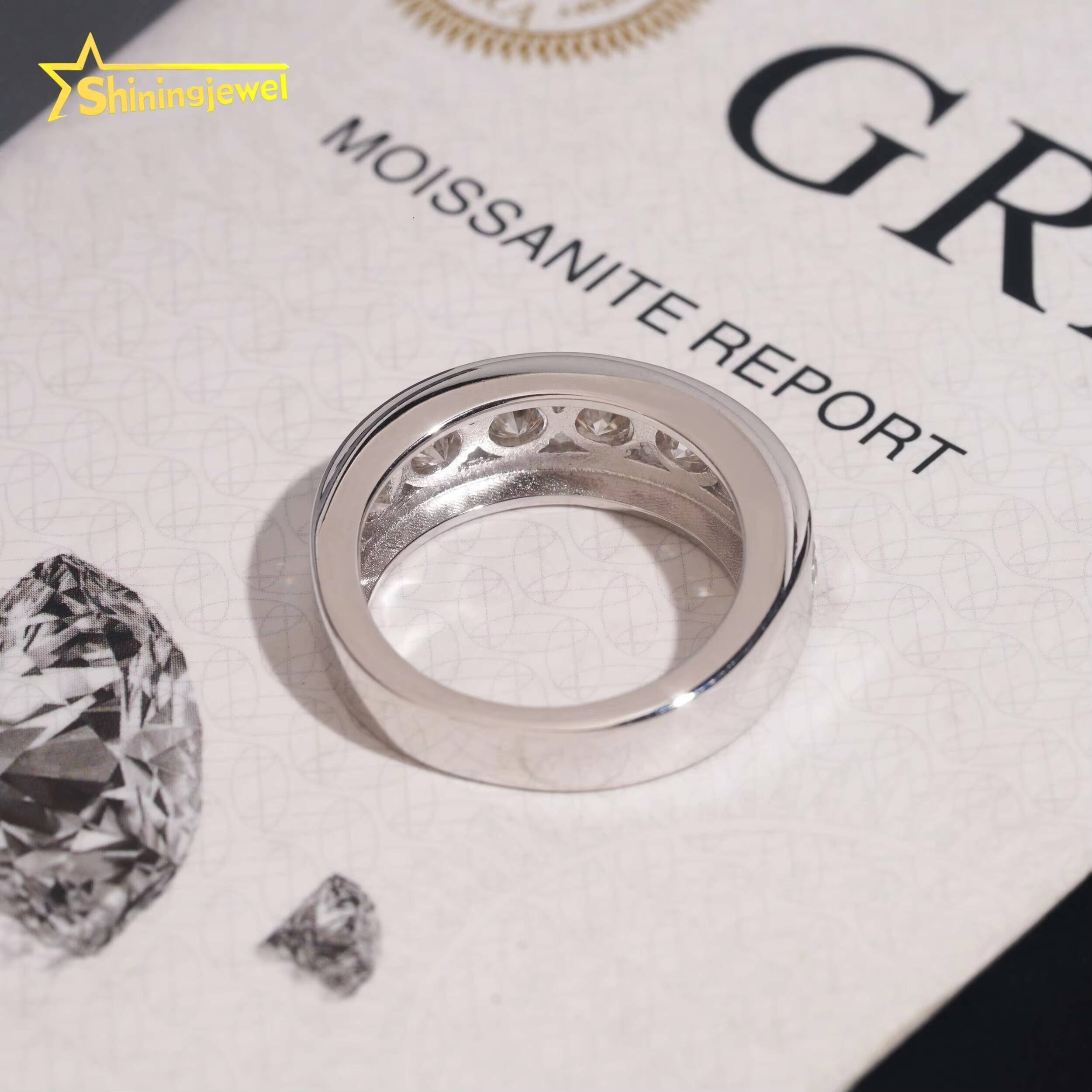 Pass Diamond Tester Custom Made GRA Certificate Half Eternity VVS Moissanite 925 Silver Ring