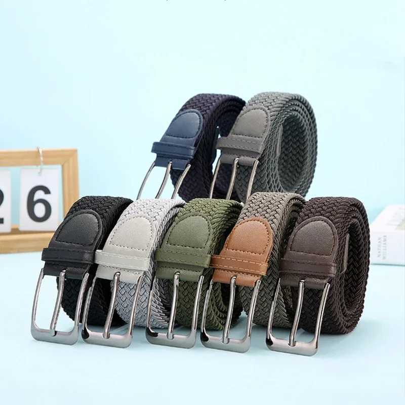 Stretch Canvas Pin Buckle Trouser Belts Plus Large Size 130 140 150cm Elastic Woven Belt Casual Women Mens Punched Waist Straps W251018