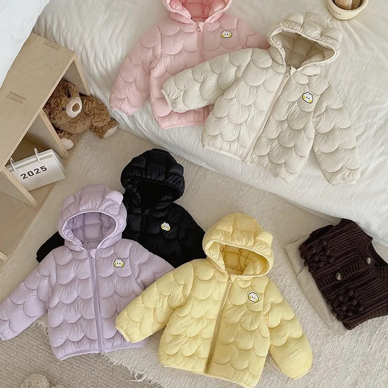 Baby Lightweight Down Cotton Jacket for Boys and Girls Winter Kid Hooded Coats Cute Cartoon Bunny Warm Windproof Childrens Coat 251017