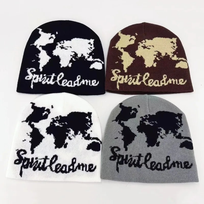 1pc Earth Letter Beanies Hats for Men and WomenWarm Vintage Hip Hop Personal StreetwearSuitable for Winter Halloweenparty 251014