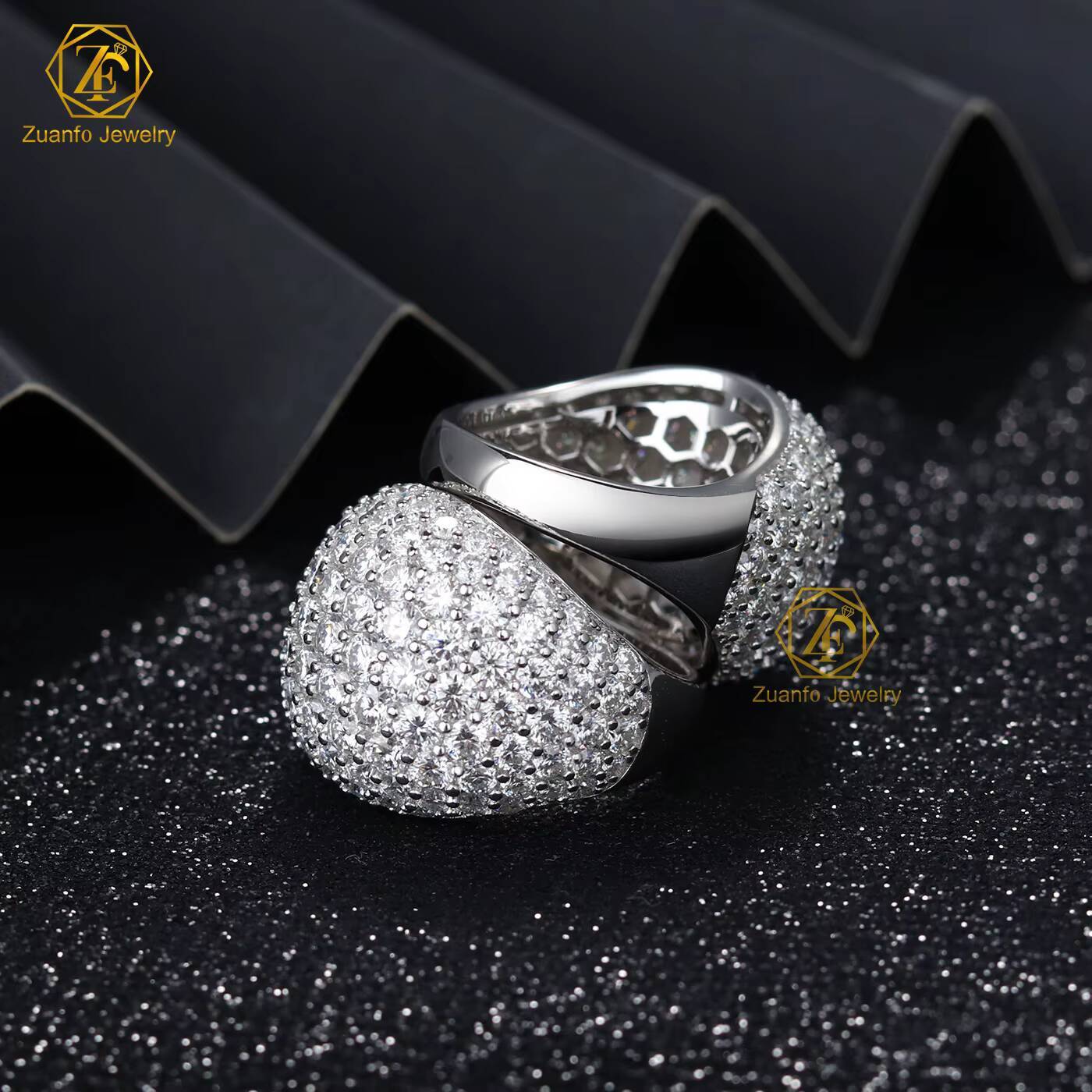 Personalized Luxury Iced Out 925 Sterling Silver VVS1 Moissanite Ready to Ship Customized HipHop Rings