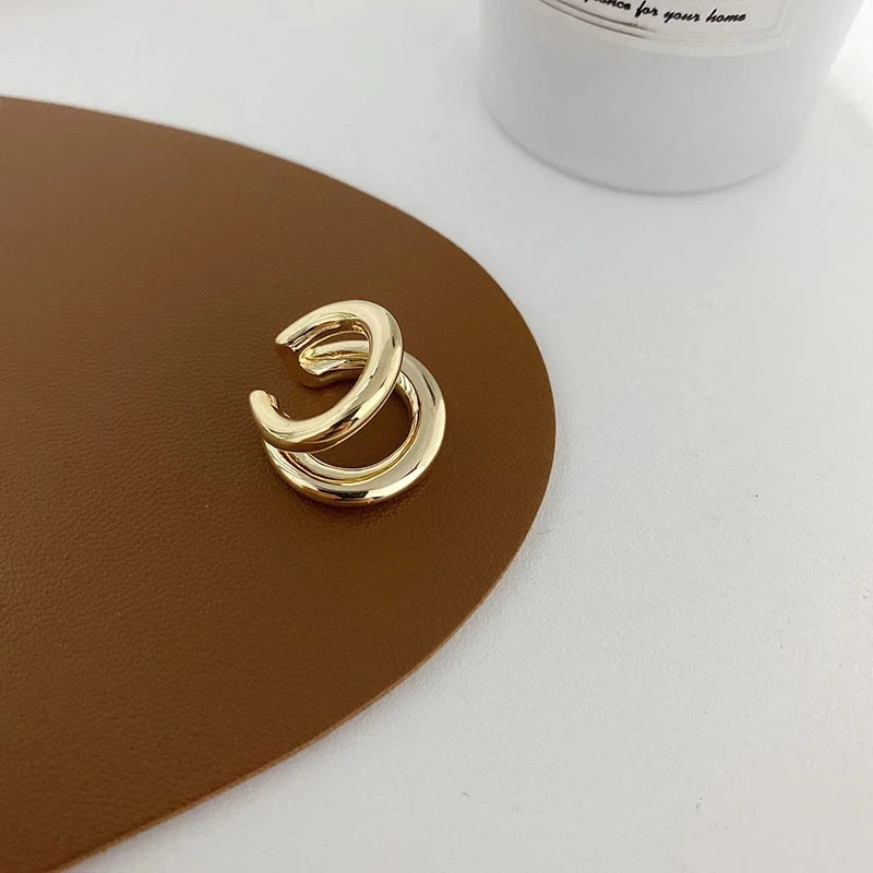 Piercing Earcuff Double Circle Ear Cuff Faux Earrings for Women Man Hiphop Vintage Cuffs Earclips Accessories Korean Fashio 251013