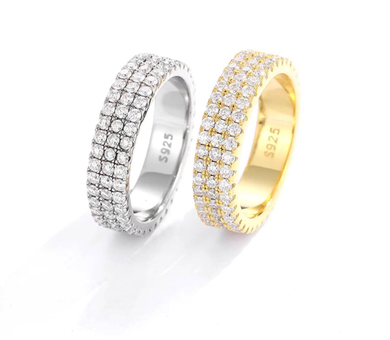 Luxury 2or3 Rows Moissanite Ring Pass Diamond Tester 925 Sterling Silver Fine Jewelry Moissanite Eternity Bands Ring for Women