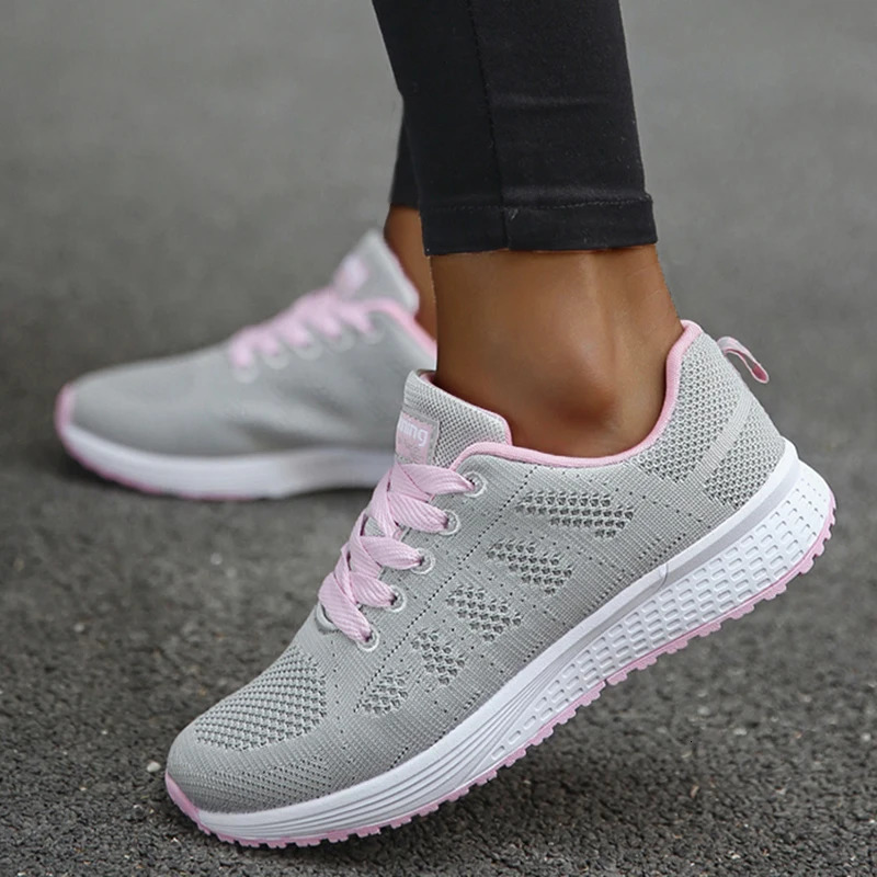 Womens Sneaker Fashion Breathable Trainers Comfortable Sneakers Mesh Fabric Lace Up Womens Tennis Shoes For Women 251013
