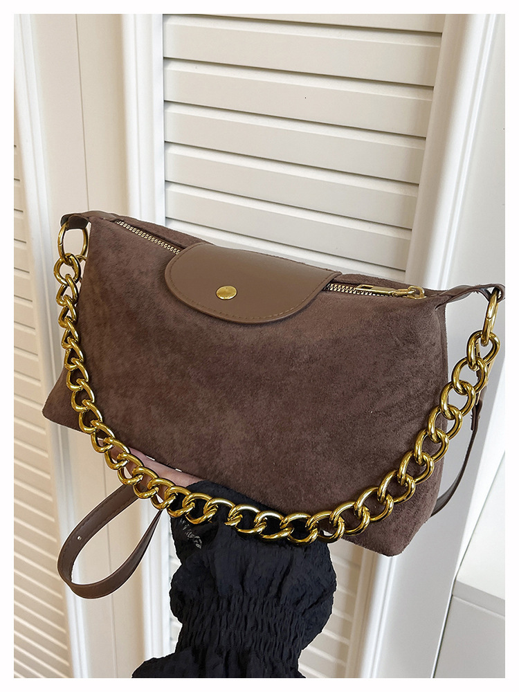 Luxury Brand Designer Bag Suede Velvet Chain Small Bag For Women 2025 New Fashionable Commuter Bag Niche High-End Feel Single Shoulder Crossbody Bag