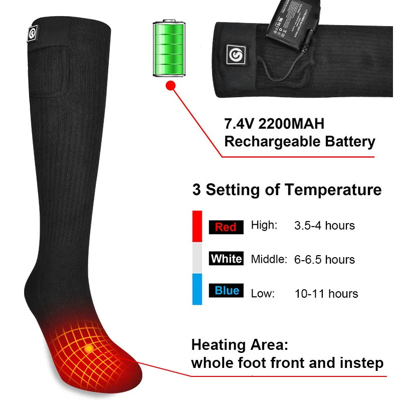 Savior Winter Heated Socks Rechargeable Heating Socks for 2200mah Heated Socks Warmth Outdoor Heated Boots Snowmobile Winter Ski 251009
