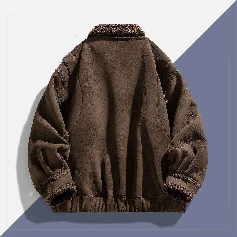 Quality High Appearance Level Integrated Flight Suit For Men's Lapel Leather Motorcycle Short Jacket Imitation Fur Coat