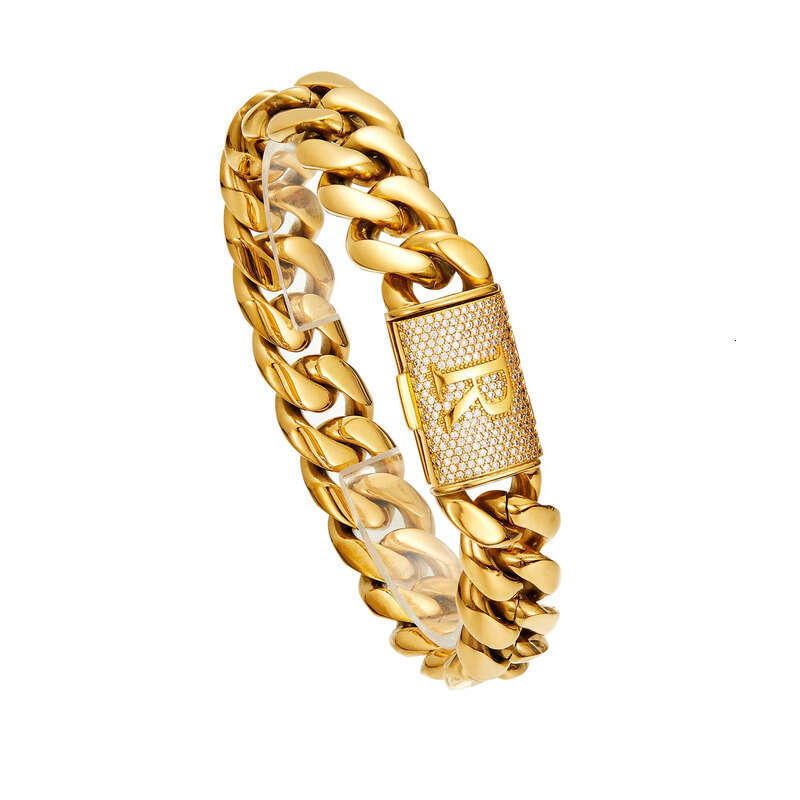 Men's sterling silver Cuban Necklace with 26 Letter Flip Clasp Fashion Jewelry Encrypted Chain