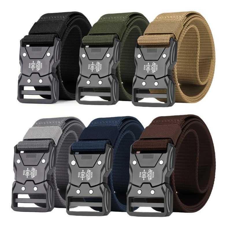 Mens fashionable waist belt metal buckle durable PP material black suitable for outdoor and casual wear perfect for hiking W251018