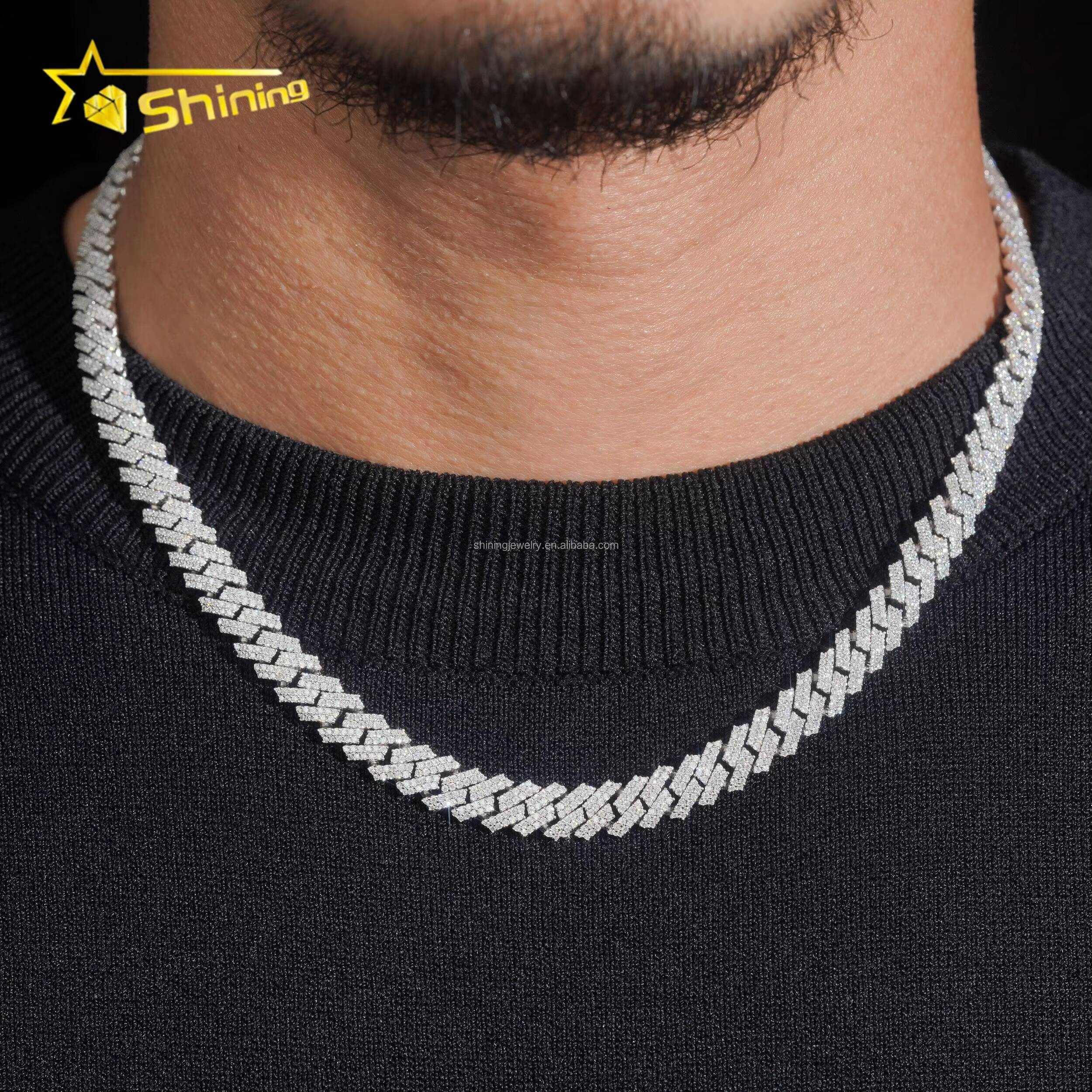 10mm Two Rows Stone Square Shape New Arrivals GRA Certificate S925 Iced Out FL Moissanite Miami Cuban Link Chain Bracelet
