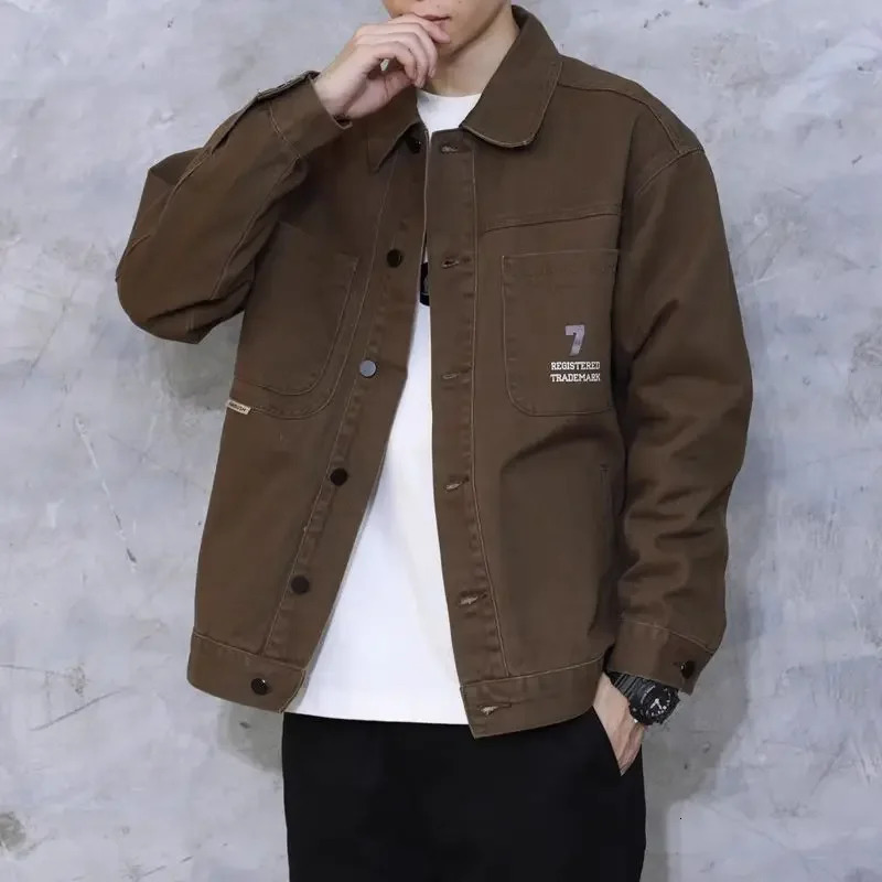 Cargo Plus Size Mens Denim Jacket Autumn Wide Sleeves with Print Male Jean Coats er Japanese Retro Low Price of Fabric L 251014