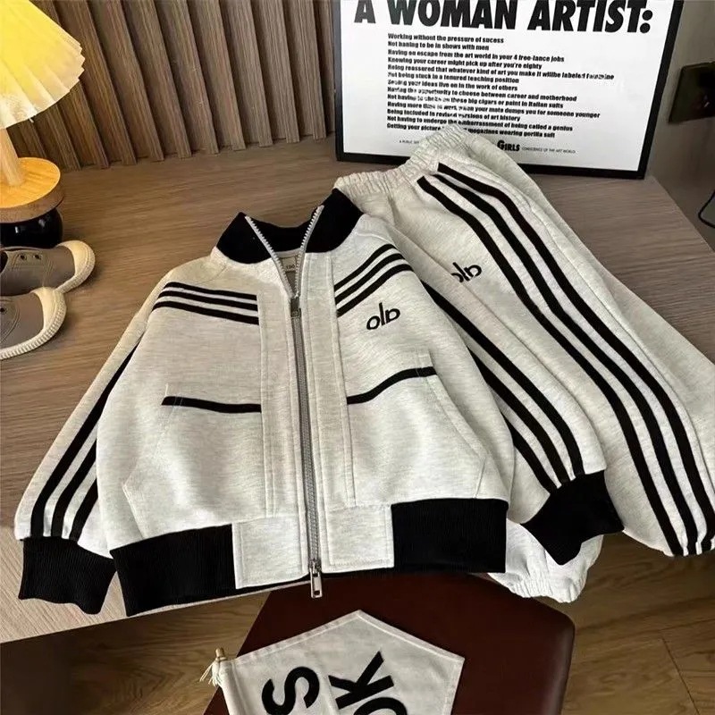 Luxury Kids Clothing 2025 Trendy Striped Kids Set, Fashion Sportswear for Big Kids & Youth, Boys Girls Autumn Casual Outfit