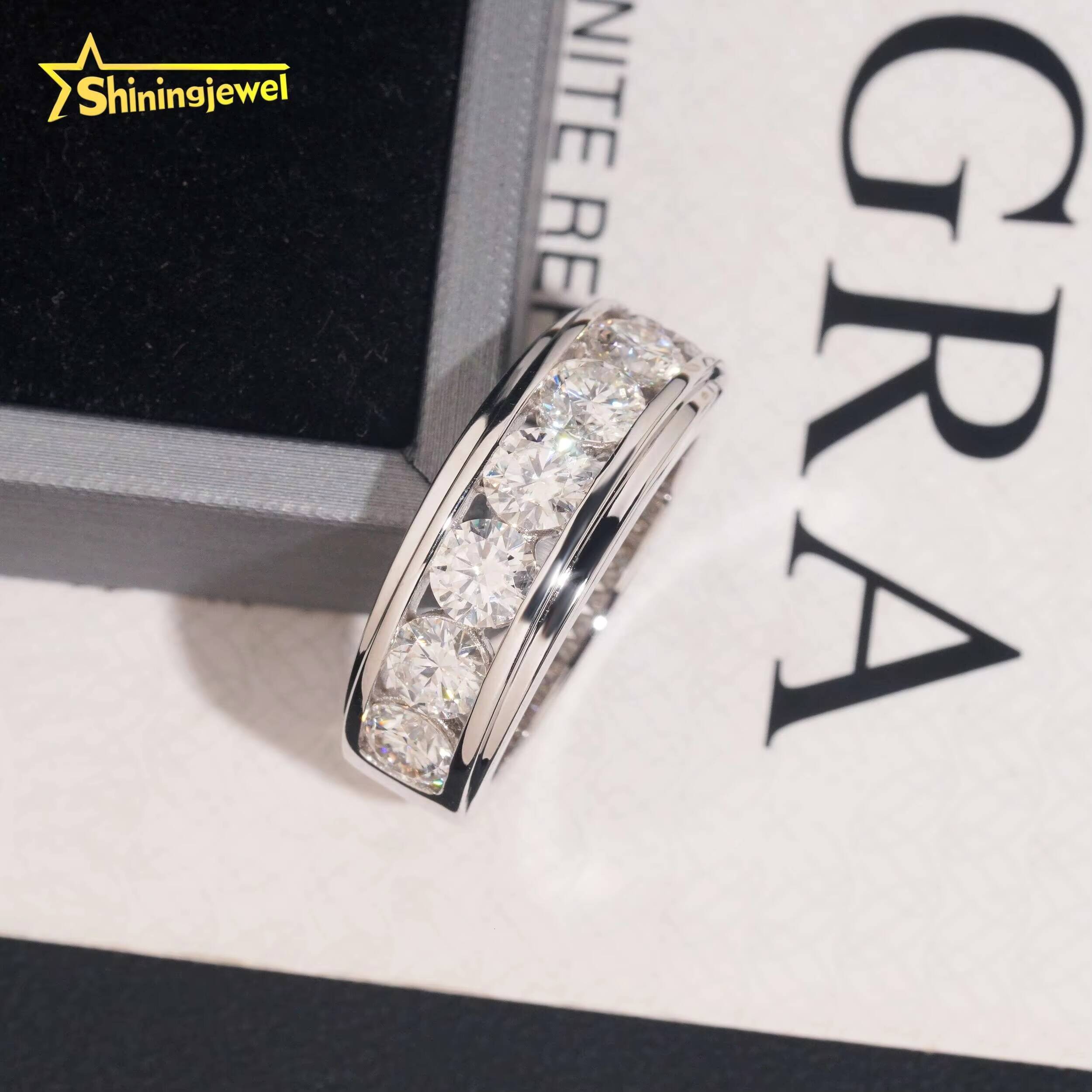 Pass Diamond Tester Custom Made GRA Certificate Half Eternity VVS Moissanite 925 Silver Ring