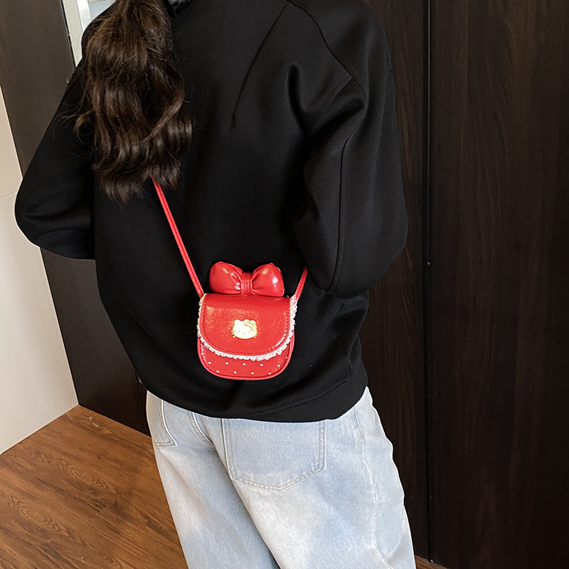Fashion leather designer sweet little crossbody bag cute children's bag bow children's shoulder bag women's bag
